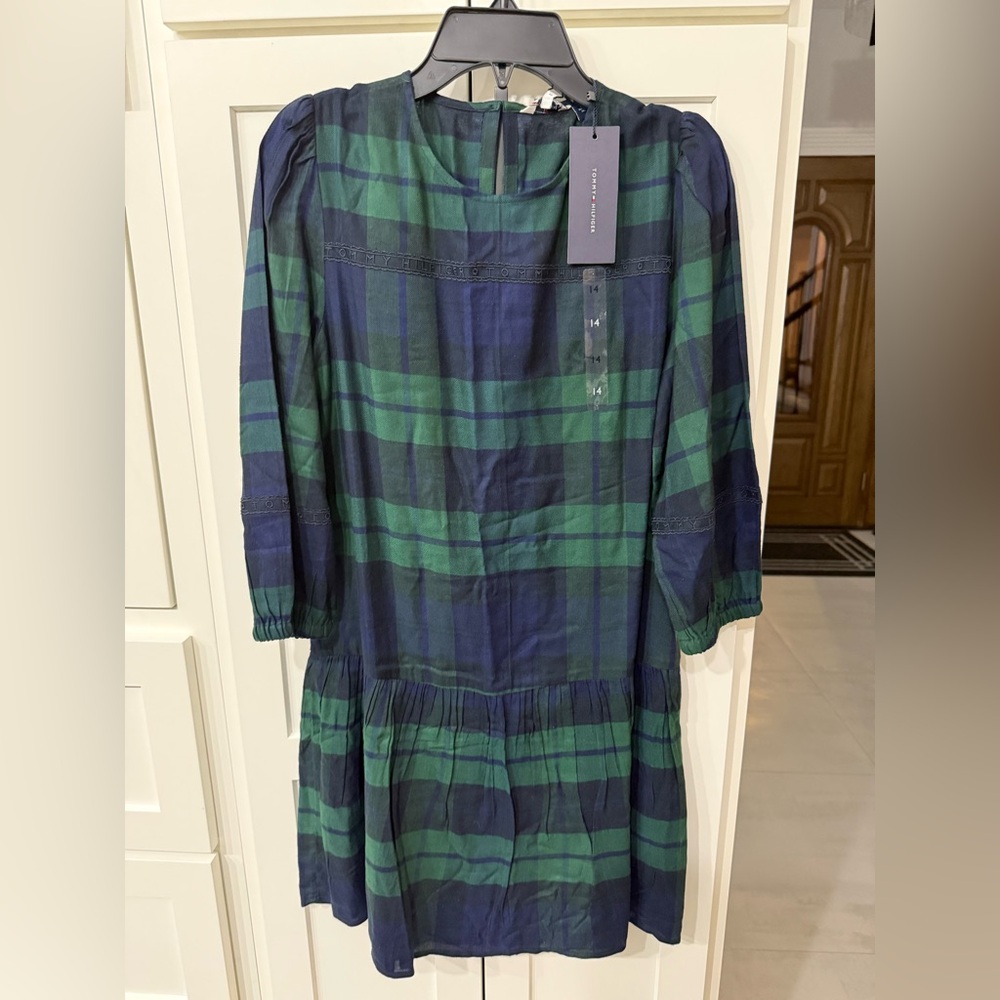 Tommy Hilfiger Navy and Green Plaid Dress